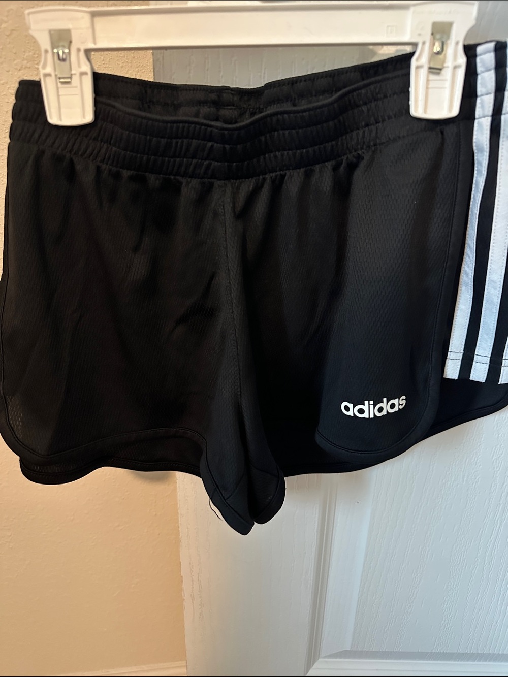 adidas Black Women's Athletic Running Shorts with White Logo size medium